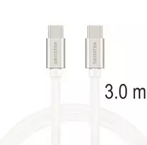 Swissten Textile Universal Quick Charge 3.1 USB-C / USB-C Data and Charging Cable 3m silver