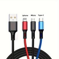 3-in-1 Greito Įkrovimo USB Laidas,  Daugiaspalvis