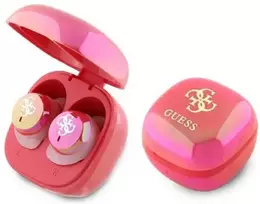 Guess Bluetooth ausinės GUTWSJ144ESF TWS + įkrovimo stotelė fuksija Iridescent 4G Printed Logo