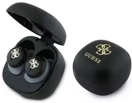 Guess Bluetooth ausinės GUTWSJ144ESK TWS + docking station juodos spalvos Iridescent 4G Printed Logo