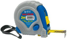 Mega Miara Matavimo juosta 3 m / 16 mm, 3 kamščiai, su guminiu dangteliu, CE
