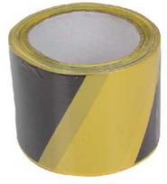 Taśma Įspėjamoji juosta geltonai juoda 120 mm 100 m (storis apie 30 mikronų) (be klijų)