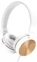 HP DHH-1206 baltos ausinės su mikrofonu, laidiniu balto aukso, klasikinio tipo 3,5 mm lizdu