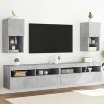 TV spintelės su LED lemputėmis, 2vnt., betono, 30,5x30x60cm