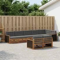 Lauko sofos komplektas su pagalve 8 pcs Natūralus ir antracitas