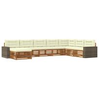 Lauko sofos komplektas su pagalve 8 pcs Natūralus ir grietinėlė