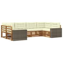 Lauko sofos komplektas su pagalve 6 pcs Natūralus ir grietinėlė