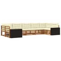 Lauko sofos komplektas su pagalve 7 pcs Natūralus ir grietinėlė