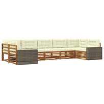 Lauko sofos komplektas su pagalve 7 pcs Natūralus ir grietinėlė