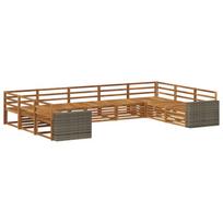 Lauko sofos komplektas 9 pcs Natūrali Kietos akacijos mediena