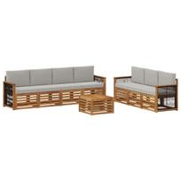 Sofų komplektai su pagalve 8 pcs Kietos akacijos mediena