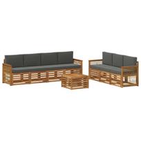 Sofų komplektai su pagalve 8 pcs Kietos akacijos mediena