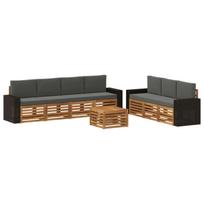 Sofų komplektai su pagalve 8 pcs Kietos akacijos mediena