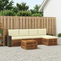 Lauko sofos komplektas su pagalve 6 pcs Natūralus ir grietinėlė