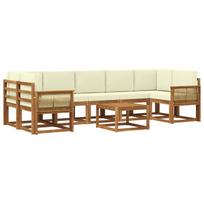 Lauko sofos komplektas su pagalve 8 pcs Natūralus ir grietinėlė