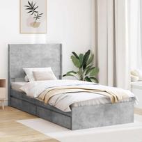 Lovos rėmas su saugojimu ir nugara Betono pilka 75 x 190 cm