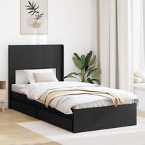 Lovos rėmas su saugojimu ir nugara Juoda 75 x 190 cm