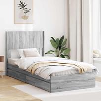 Lovos rėmas su saugojimu ir nugara Pilka Sonoma 75 x 190 cm