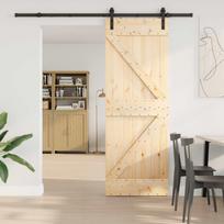 Slankios durys NARVIK Natūrali ir juoda 70 x 210 cm (213,5 cm)