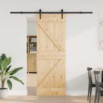 Slankios durys NARVIK Natūrali ir juoda 70 x 210 cm (213,5 cm)