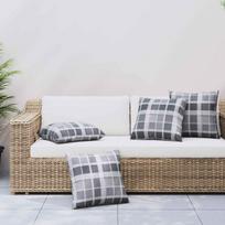 Lauko pagalvė Languotas 4 pcs PilkasCheck 50 x 50 cm Audinys