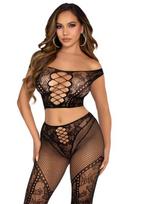 Leg Avenue – Off-Shoulder Crop Top & Legging Set – Black