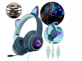 Bluetooth Ausinės Cat Ears LED šviečiančios ausitės Happy people Q-02