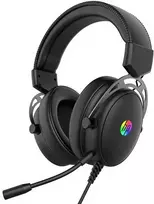 HP DHE-8005N, ausinės su mikrofonu, laidinės, juodos, 2.0, su foniniu apšvietimu, 3,5 mm lizdas + USB
