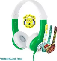Buddyphones Ausinės vaikams 3+, 85dB, su mikrofonu Connect žalia