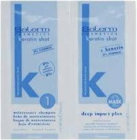 Keratin shot šampūnas, 10ml + Deep impact kaukė, 10ml
