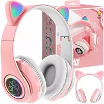 Ausinės Defender Ausinės dziecięce RGB su uszkami, rožinė