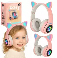 Šviečiančios belaidės ausinės su katės ausimis, LED ir Bluetooth