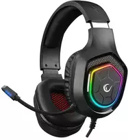 Rampage RM-K90 Vector juodos RGB LED žaidimų ausinės su mikrofonu 3.5mm
