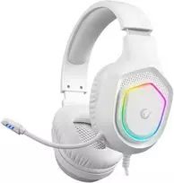 Žaidimų ausinės Rampage RM-K90 VECTOR, Baltos su RGB Led, USB type-C, su mikrofonu
