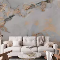 Fototapetai - Baltas akmuo elegantiškas marmuras su aukso detalėmis