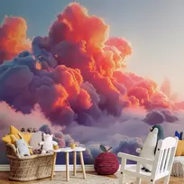 Fototapetai - Sutemų reginys rožiniai ir violetiniai debesys