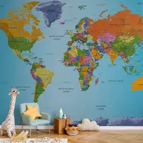 Fototapetai - Pasaulio žemėlapis spalvinga geografija