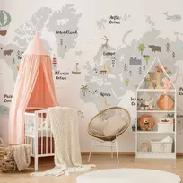 Fototapetai - Minimalistinis žemėlapis vaikų kambariui