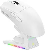 ATTACK SHARK belaidė žaidimų pelė su touchpad krovimo stotele, 40000 DPI, 53g, PixArt PAW3395PRO, balta