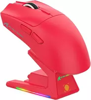 ATTACK SHARK belaidė žaidimų pelė su lietimui jautria RGB stotele, 40000 DPI, 53g, BT/2.4G/USB-C, PAW3395PRO, raudona