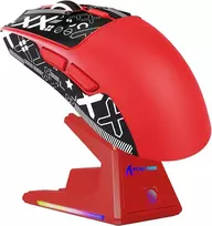 ATTACK SHARK belaidė žaidimų pelė su touchpad krovimo stotimi, 40000 DPI, 53g, PAW3395PRO, raudona