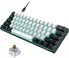 Snpurdiri laidinė 60% mechaninė žaidimų klaviatūra su mėlynu LED apšvietimu, USB-C