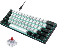 Snpurdiri mechaninė žaidimų klaviatūra 60%, laidinė, 61 mygtukas, mėlynas LED apšvietimas, USB-C