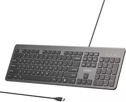 Klaviatūra Unitek SlimTap su laidu 100% (full-size) pilka