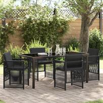 vidaXL Sodo valgomojo komplektas 5 pcs Juoda