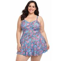 Moteriška maudymosi suknelė su pilvą formuojančiu efektu Saitdress, mėlyna, 2XL