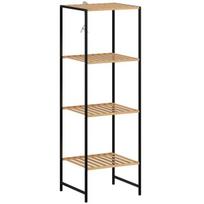 Bambukinis ir plieninis stovas, 4 lentynos, 36,5x33x110 cm, 1 vnt
