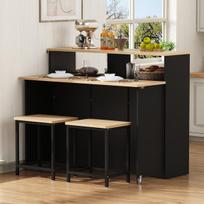 Virtuvės salda su ratukais, ištraukiamas stalas, 110x34-68x97.5cm, 2vnt