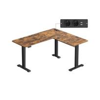 Reguliuojamo aukščio rašomasis stalas, L formos kampinis stalas, 140x160x72-120 cm, rudas-juodas