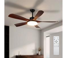 Brilagi - Dimeriuojamas LED lubinis ventiliatorius LED/34W/230V 132 cm juodas/rudas +nuotolinis valdymas